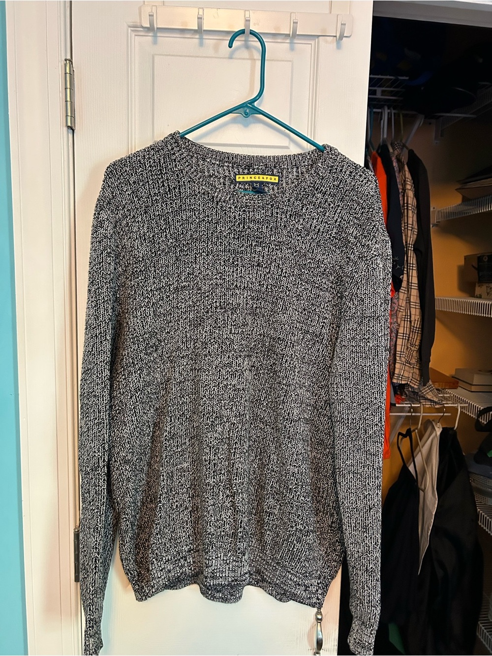 Prince & Fox Black and White Marled Crew Sweater